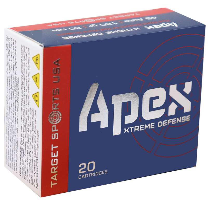 Target Sports USA APEX 45 ACP Ammo 120 Gr Xtreme Defense Ammo Deals